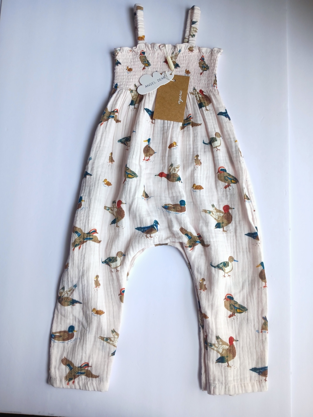 Angel Dear Romper 100% Organic Muslin Cotton Ducks Pink 12-18Mo
